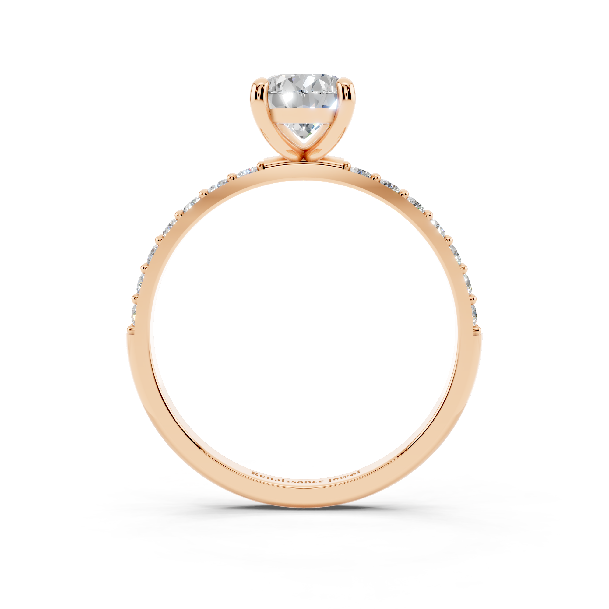 Rose gold Pear Cut Diamond Pavé Band Solitaire Ring with Four-Prong Setting_5