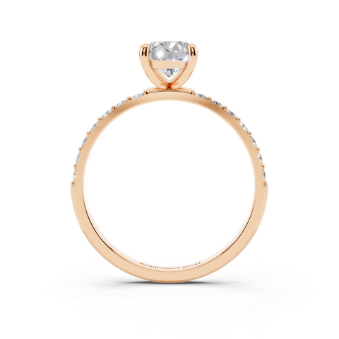 Rose gold Pear Cut Diamond Pavé Band Solitaire Ring with Four-Prong Setting_5