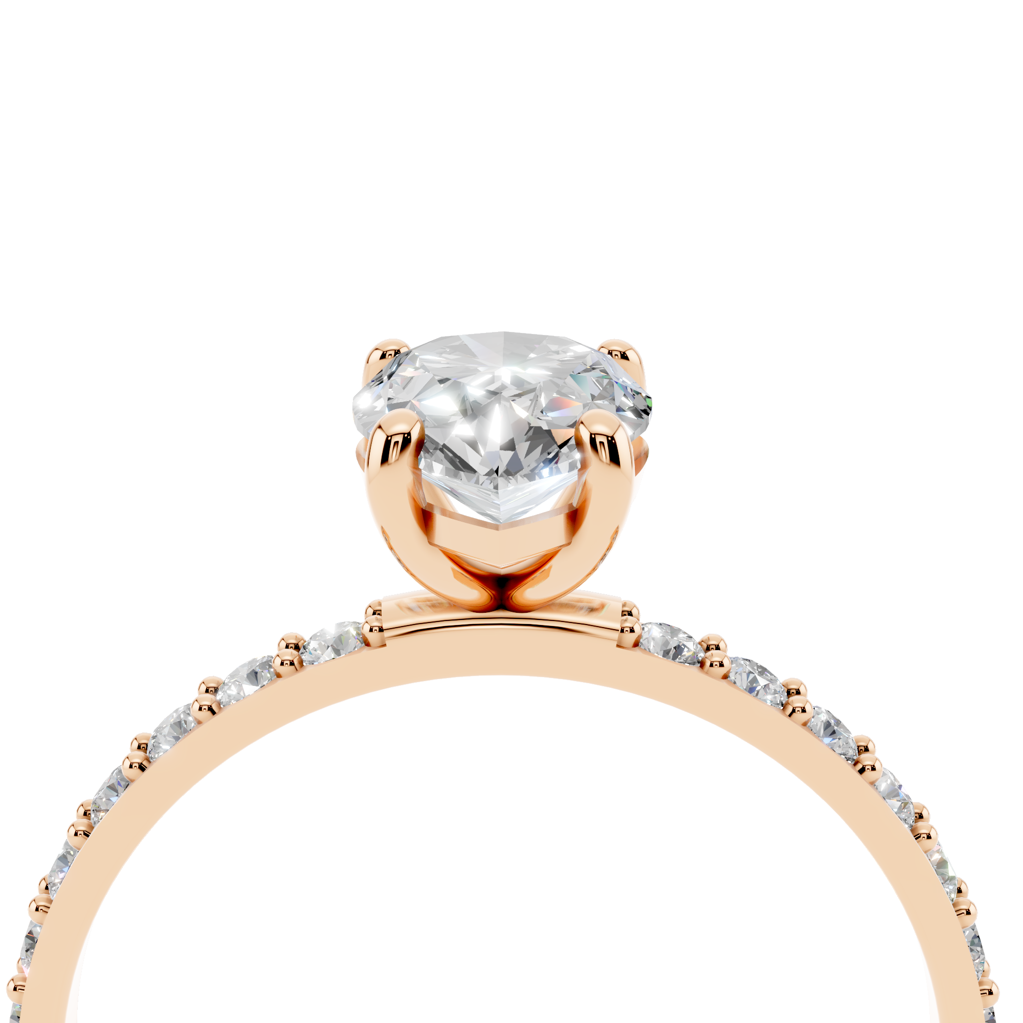 Rose gold Pear Cut Diamond Pavé Band Solitaire Ring with Four-Prong Setting_8