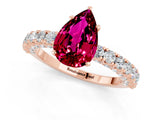 Rose gold Pear Cut Diamond Pavé Band Solitaire Ring with Prong Setting_1