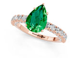Rose gold Pear Cut Diamond Pavé Band Solitaire Ring with Prong Setting_1