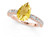 Rose gold Pear Cut Diamond Pavé Band Solitaire Ring with Prong Setting_1