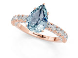 Rose gold Pear Cut Diamond Pavé Band Solitaire Ring with Prong Setting_1