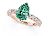 Rose gold Pear Cut Diamond Pavé Band Solitaire Ring with Prong Setting_1