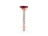 Rose gold Pear Cut Diamond Pavé Band Solitaire Ring with Prong Setting_2