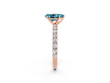 Rose gold Pear Cut Diamond Pavé Band Solitaire Ring with Prong Setting_2