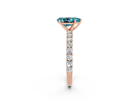 Rose gold Pear Cut Diamond Pavé Band Solitaire Ring with Prong Setting_2