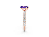 Rose gold Pear Cut Diamond Pavé Band Solitaire Ring with Prong Setting_2