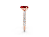 Rose gold Pear Cut Diamond Pavé Band Solitaire Ring with Prong Setting_2