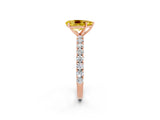 Rose gold Pear Cut Diamond Pavé Band Solitaire Ring with Prong Setting_2