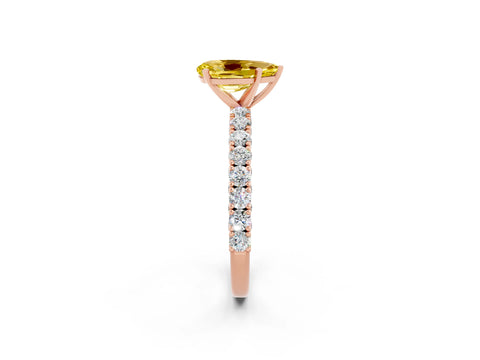 Rose gold Pear Cut Diamond Pavé Band Solitaire Ring with Prong Setting_2