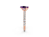 Rose gold Pear Cut Diamond Pavé Band Solitaire Ring with Prong Setting_2