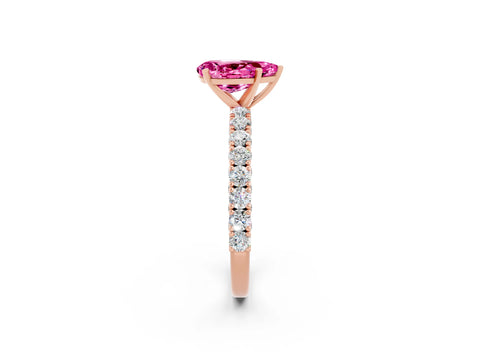 Rose gold Pear Cut Diamond Pavé Band Solitaire Ring with Prong Setting_2