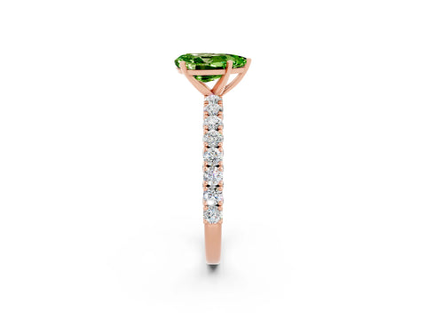 Rose gold Pear Cut Diamond Pavé Band Solitaire Ring with Prong Setting_2