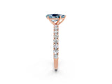 Rose gold Pear Cut Diamond Pavé Band Solitaire Ring with Prong Setting_2