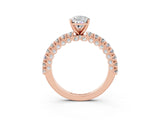 Rose gold Pear Cut Diamond Pavé Band Solitaire Ring with Prong Setting_3