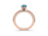 Rose gold Pear Cut Diamond Pavé Band Solitaire Ring with Prong Setting_3
