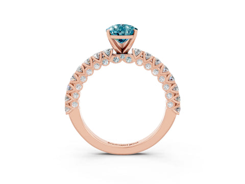 Rose gold Pear Cut Diamond Pavé Band Solitaire Ring with Prong Setting_3