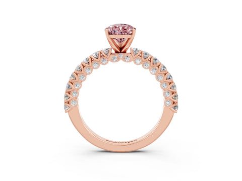 Rose gold Pear Cut Diamond Pavé Band Solitaire Ring with Prong Setting_3