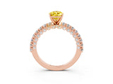Rose gold Pear Cut Diamond Pavé Band Solitaire Ring with Prong Setting_3