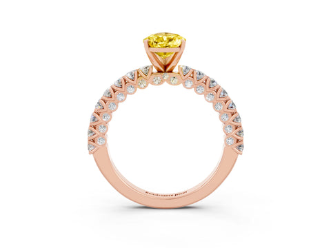 Rose gold Pear Cut Diamond Pavé Band Solitaire Ring with Prong Setting_3