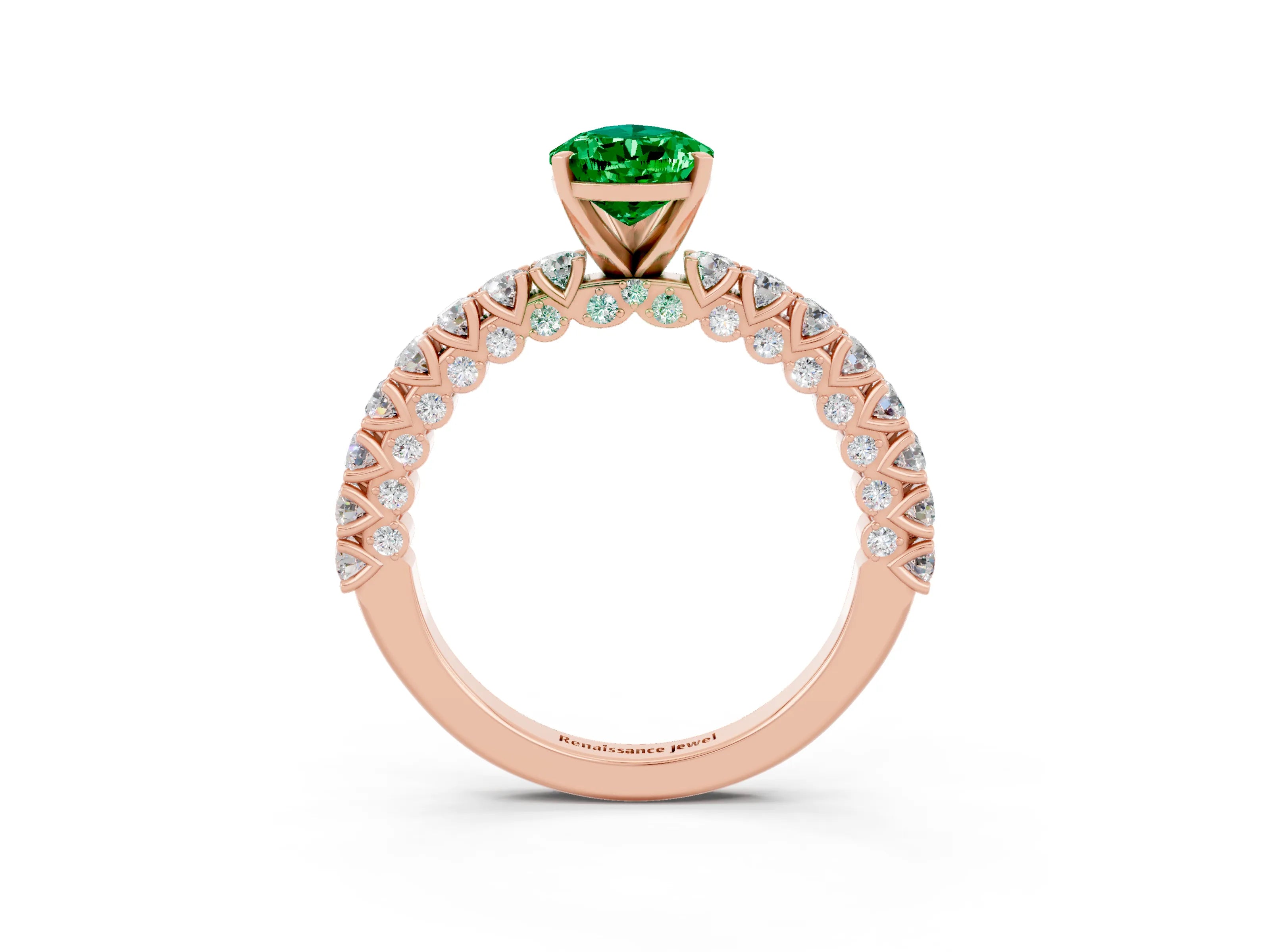 Rose gold Pear Cut Diamond Pavé Band Solitaire Ring with Prong Setting_3