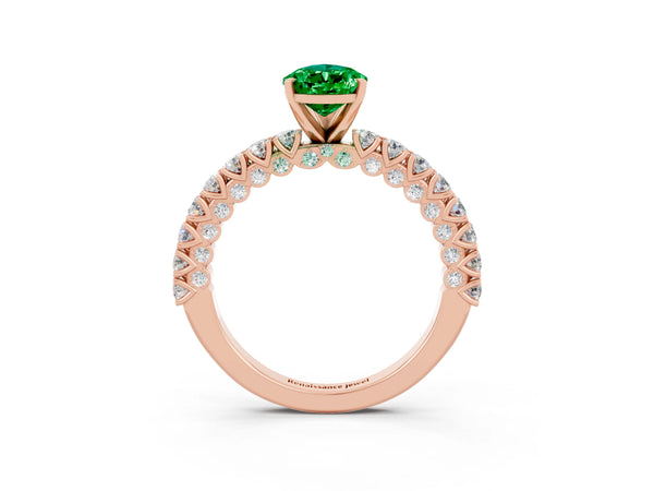Rose gold Pear Cut Diamond Pavé Band Solitaire Ring with Prong Setting