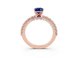 Rose gold Pear Cut Diamond Pavé Band Solitaire Ring with Prong Setting_3