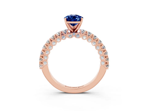 Rose gold Pear Cut Diamond Pavé Band Solitaire Ring with Prong Setting_3