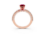 Rose gold Pear Cut Diamond Pavé Band Solitaire Ring with Prong Setting_3