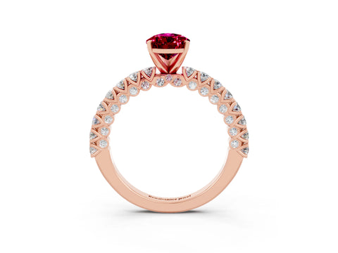 Rose gold Pear Cut Diamond Pavé Band Solitaire Ring with Prong Setting_3