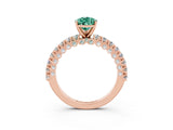 Rose gold Pear Cut Diamond Pavé Band Solitaire Ring with Prong Setting_3