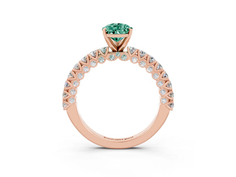 Rose gold Pear Cut Diamond Pavé Band Solitaire Ring with Prong Setting_3
