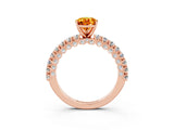 Rose gold Pear Cut Diamond Pavé Band Solitaire Ring with Prong Setting_3