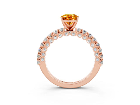 Rose gold Pear Cut Diamond Pavé Band Solitaire Ring with Prong Setting_3