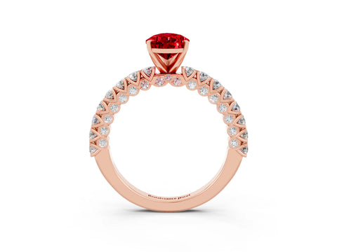 Rose gold Pear Cut Diamond Pavé Band Solitaire Ring with Prong Setting_3