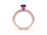 Rose gold Pear Cut Diamond Pavé Band Solitaire Ring with Prong Setting_3