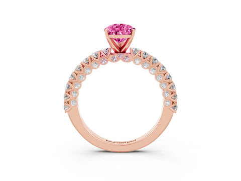 Rose gold Pear Cut Diamond Pavé Band Solitaire Ring with Prong Setting_3