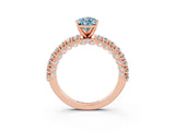 Rose gold Pear Cut Diamond Pavé Band Solitaire Ring with Prong Setting_3