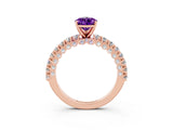 Rose gold Pear Cut Diamond Pavé Band Solitaire Ring with Prong Setting_3