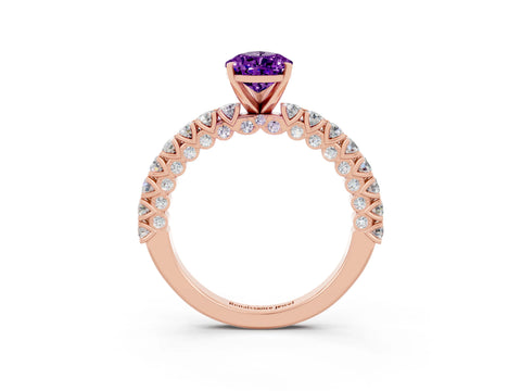 Rose gold Pear Cut Diamond Pavé Band Solitaire Ring with Prong Setting_3