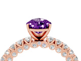 Rose gold Pear Cut Diamond Pavé Band Solitaire Ring with Prong Setting_4