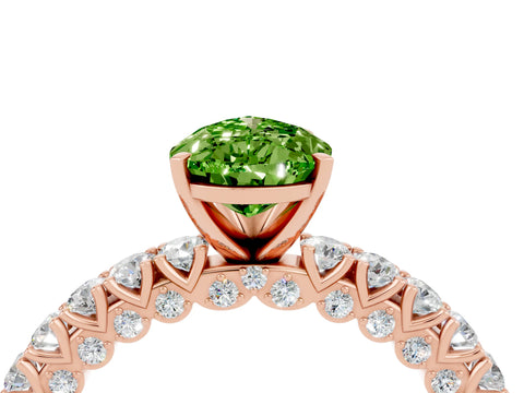 Rose gold Pear Cut Diamond Pavé Band Solitaire Ring with Prong Setting_4