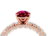 Rose gold Pear Cut Diamond Pavé Band Solitaire Ring with Prong Setting_4