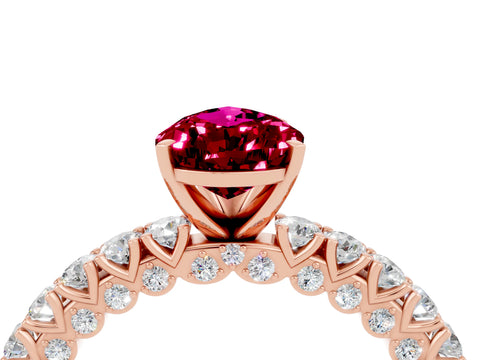 Rose gold Pear Cut Diamond Pavé Band Solitaire Ring with Prong Setting_4