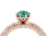 Rose gold Pear Cut Diamond Pavé Band Solitaire Ring with Prong Setting_4