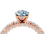 Rose gold Pear Cut Diamond Pavé Band Solitaire Ring with Prong Setting_4