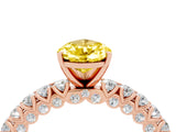 Rose gold Pear Cut Diamond Pavé Band Solitaire Ring with Prong Setting_4