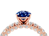 Rose gold Pear Cut Diamond Pavé Band Solitaire Ring with Prong Setting_4