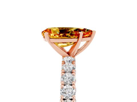 Rose gold Pear Cut Diamond Pavé Band Solitaire Ring with Prong Setting_5